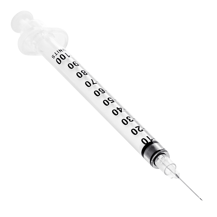 Insulin Syringe with Fixed Needle 28G x 1/2" (U-100 Insulin Only) (PE Bag)
