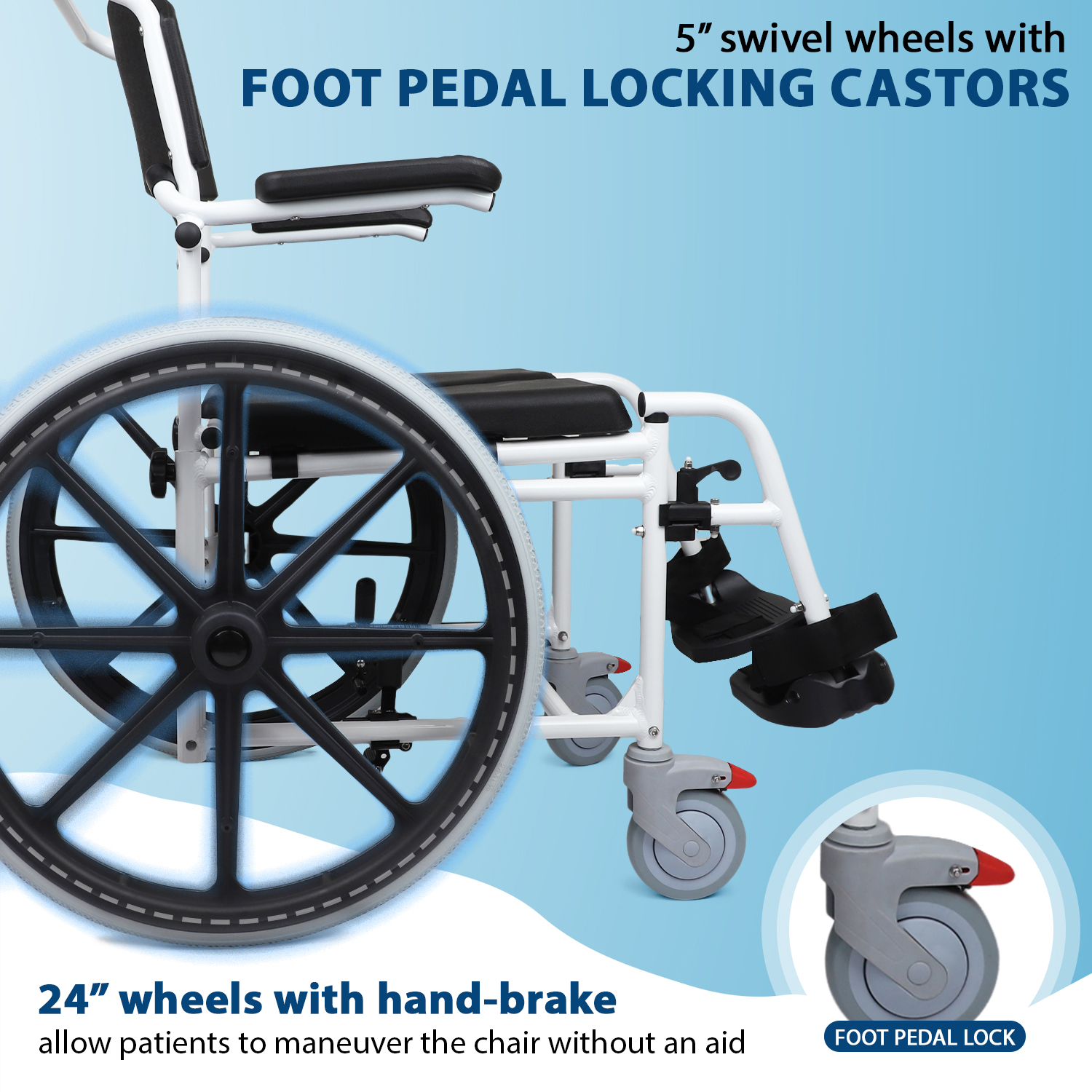Rolling Shower Wheelchair with Commode