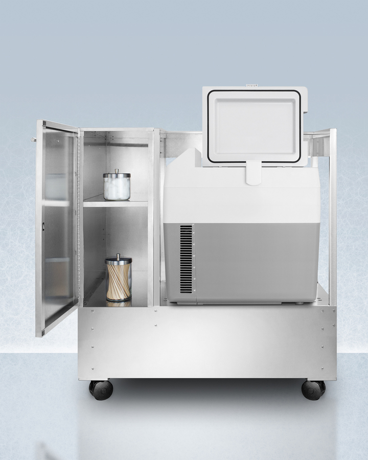 Stainless Steel Cart with Portable Refrigerator / Freezer
