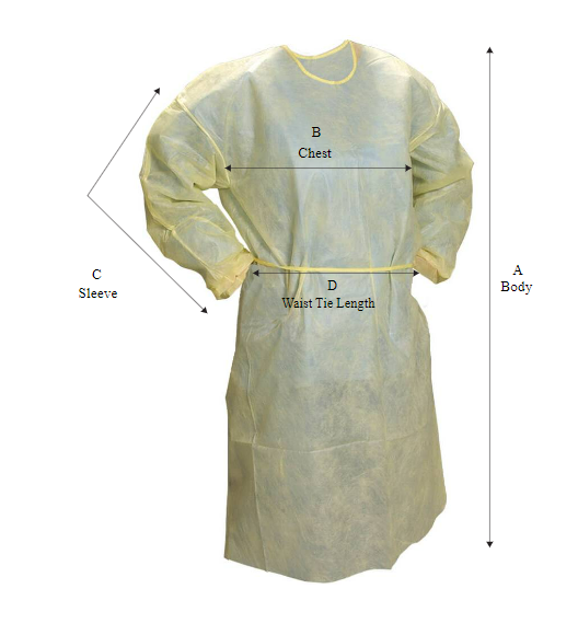 Critical Cover GenPro Gowns Basic Protection for Non Hazardous Environments, Full Coverage, Elastic Wrist, Banded Collar, Tie Waist Closure, Yellow