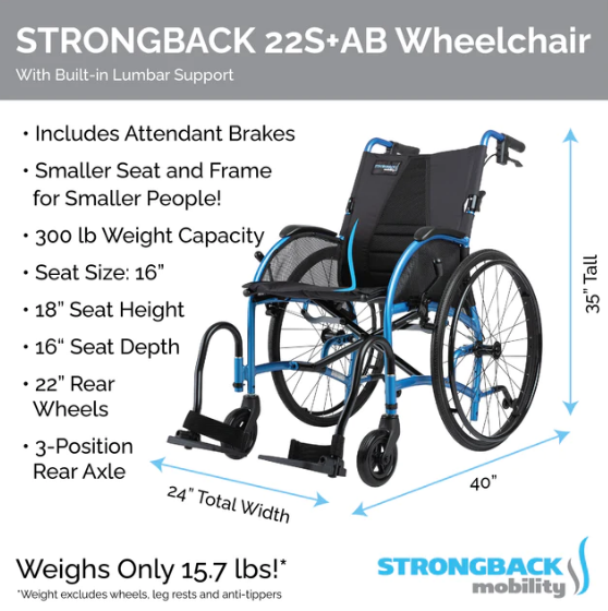 Lightweight and Adjustable Comfort Small Wheelchair with Attendant Brakes