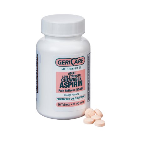 Gericare Pain Relief Aspirin, Chewable Tablet, 81 mg 911-36-GCP