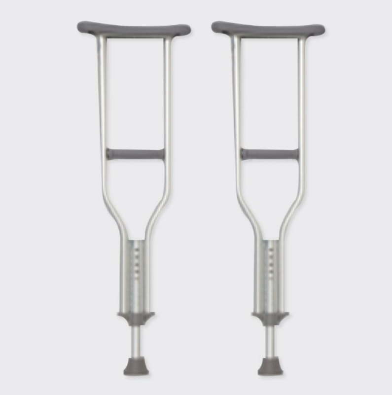 Crutches, Axillary Style, Adjustable, Aluminium