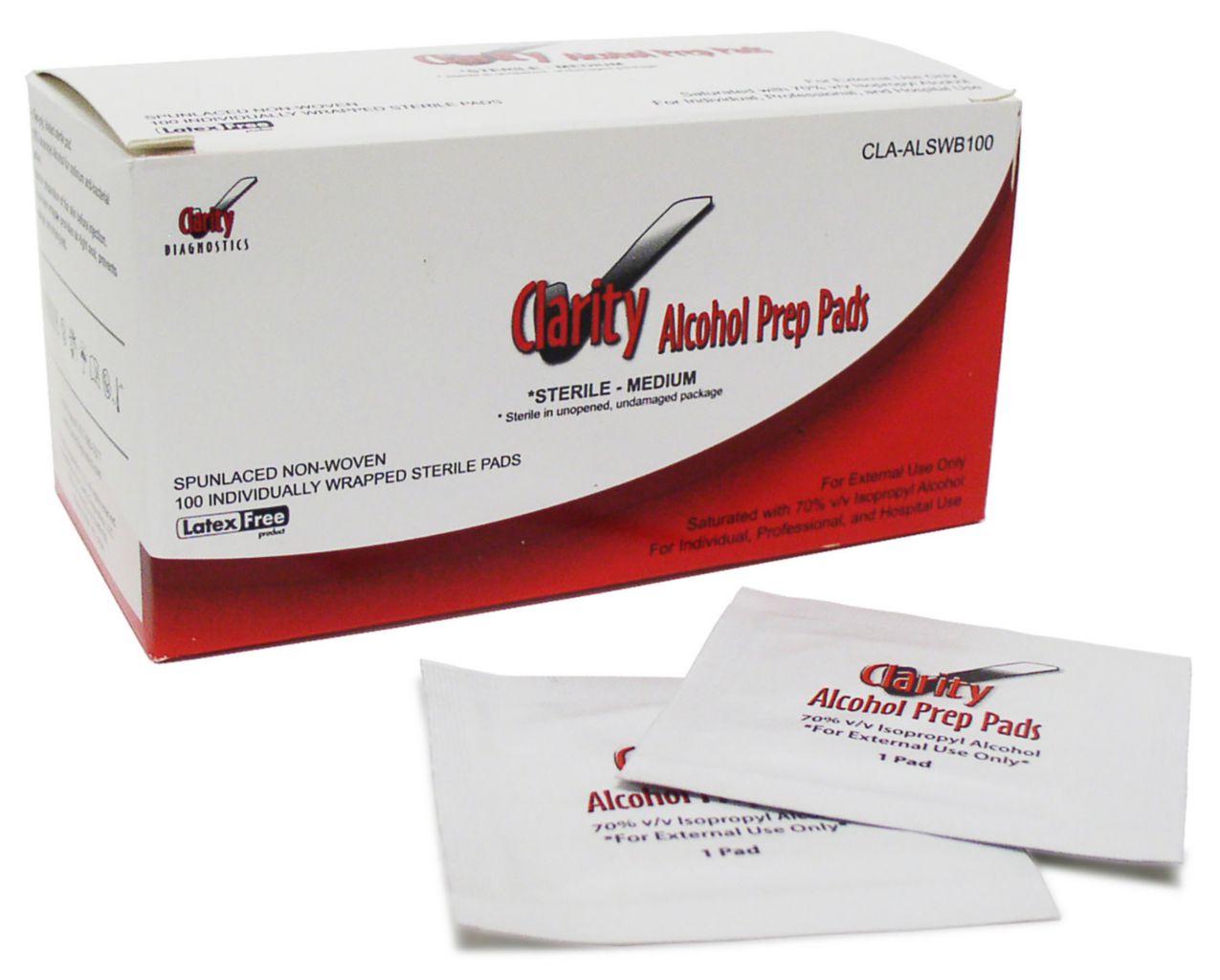 Clarity Medium Alcohol Prep Pads / Swabs Sterile