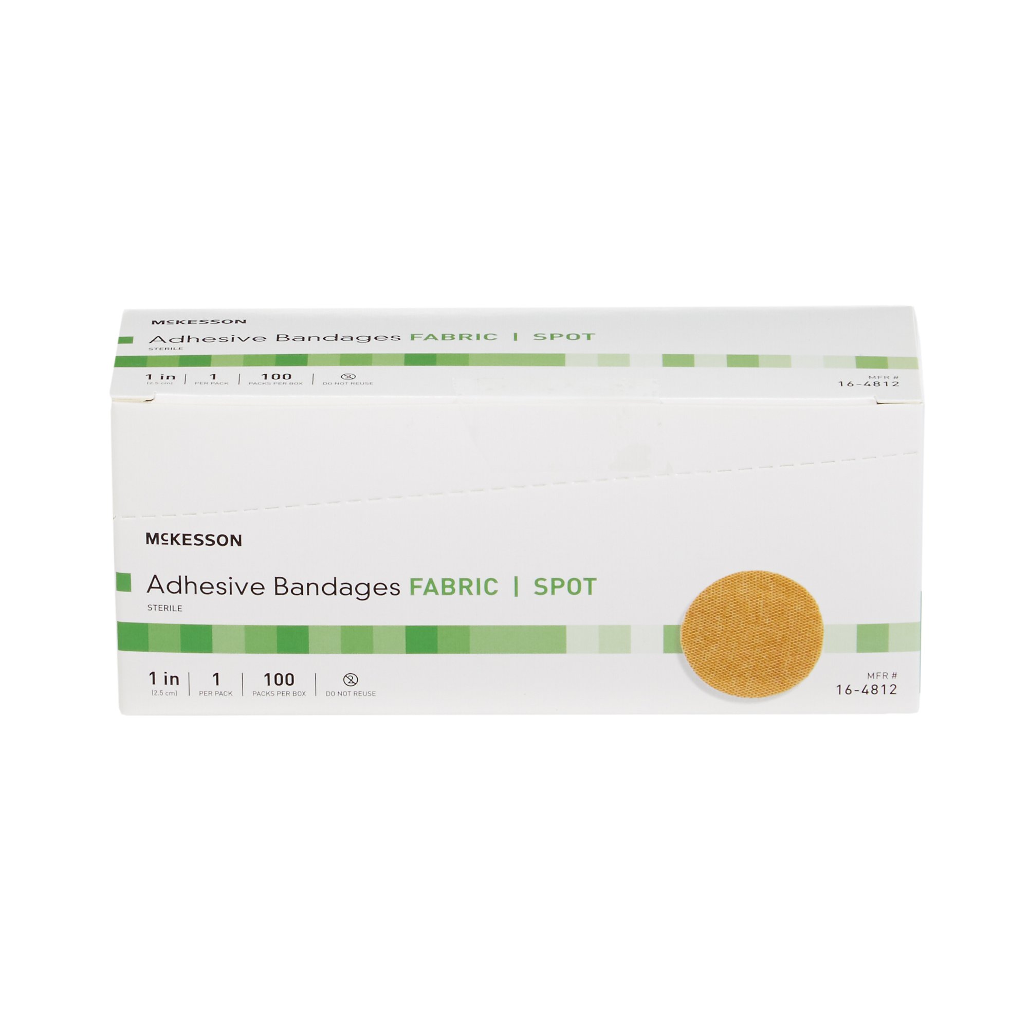 Adhesive Spot Bandage 1", Fabric, Round, Tan, Sterile