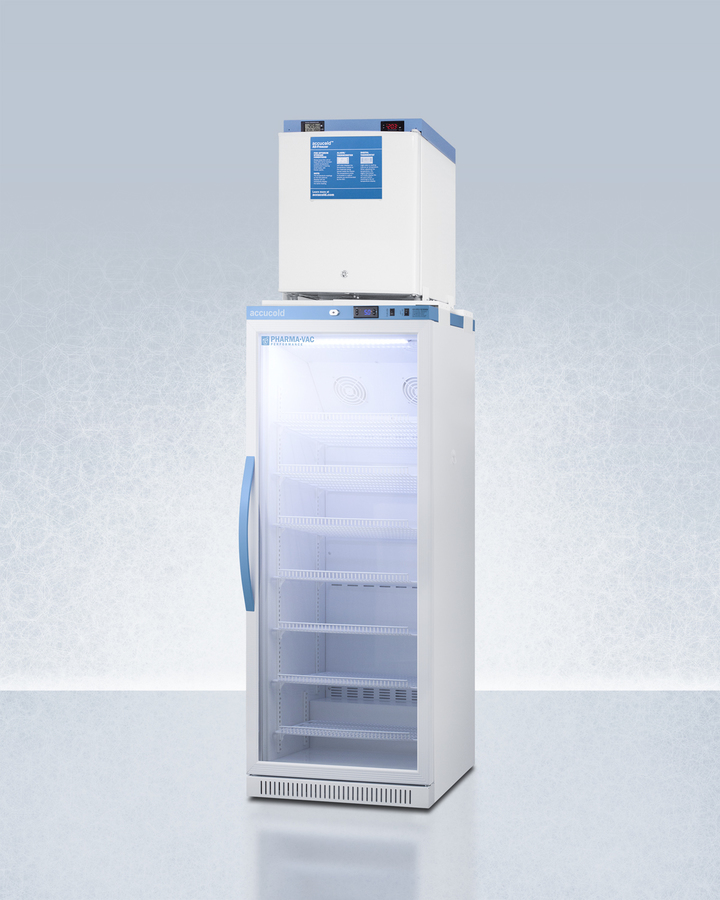 Stacked Pharma Vac All Refrigerator and Compact Low Temperature All Freezer