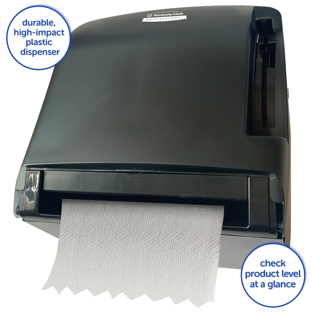 Levermatic, Hard Roll Towel, Dispenser, Smoke, 13.3" x 13.5" x 9.8"