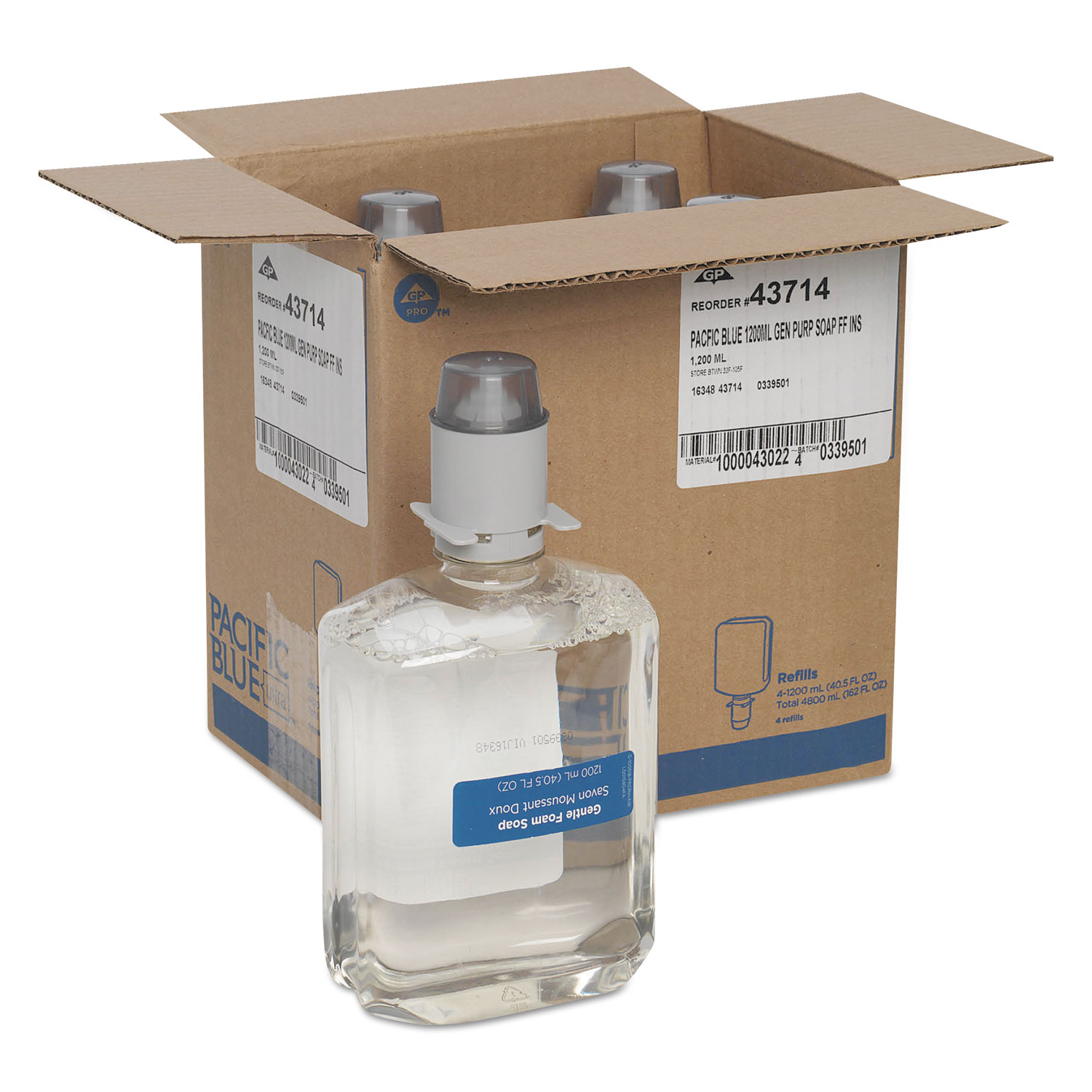 Blue Ultra 1200 mL Bottle Gentle Foam Soap Dispenser Refill