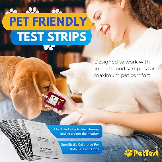 PetTest Diabetes Blood Glucose Tests Strips for Dogs and Cats for Use with PetTest Glucose Monitor (50 Strips)