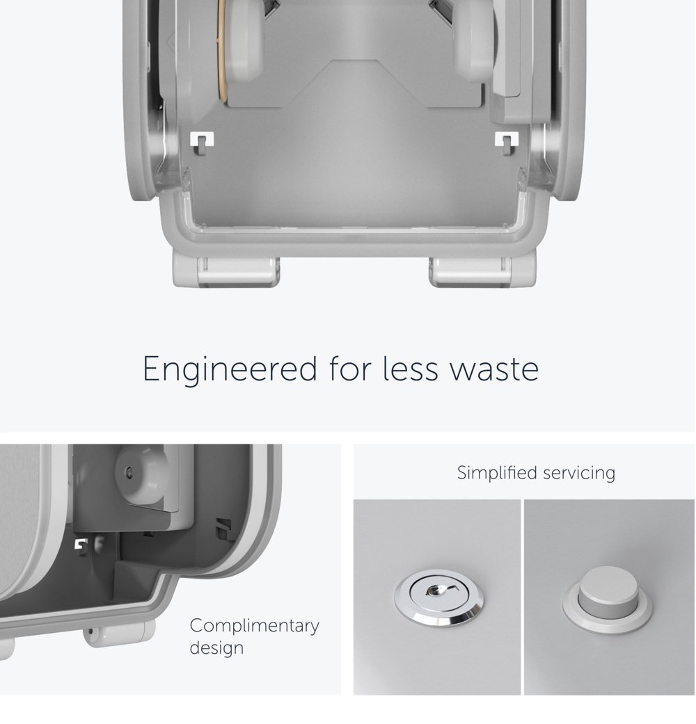 Toilet Paper Dispenser, Coreless, Standard Roll, 2 Roll, Vertical with Faceplate