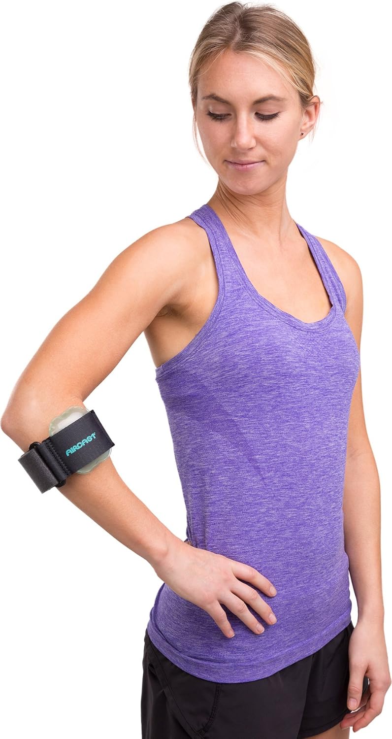 Aircast Pneumatic Armband, Tennis/Golfers Elbow Support Strap, Black