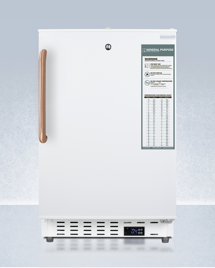 20" Wide Built In Healthcare All Refrigerator with Lock and Copper Handle