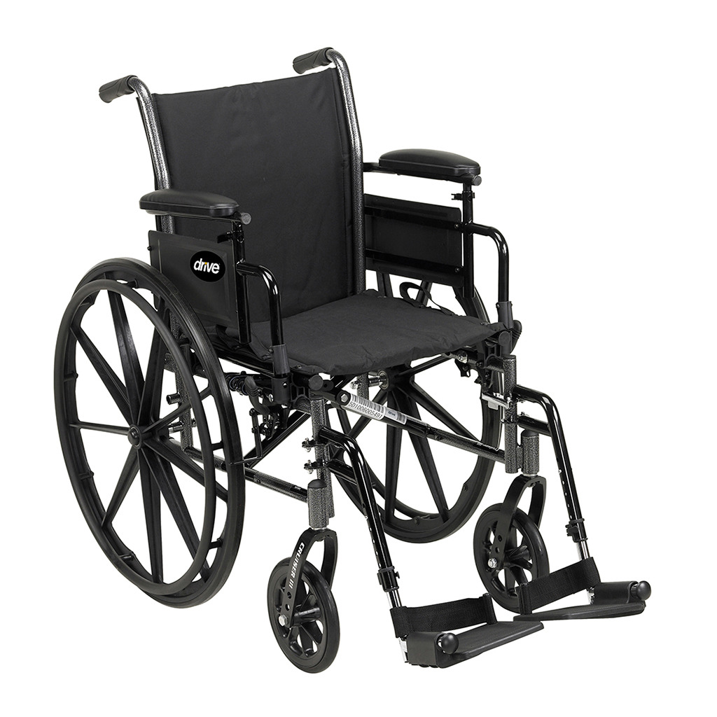 Cruiser III Light Weight 16" Wheelchair with Flip Back Removable Arms, Adjustable Height Desk Arms