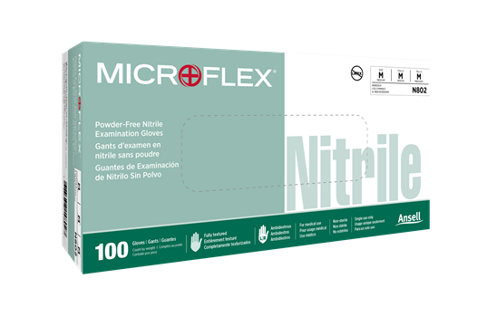 Microflex N80X 10 Exam Glove, Latex Free, Nitrile, Powder Free, Non Sterile