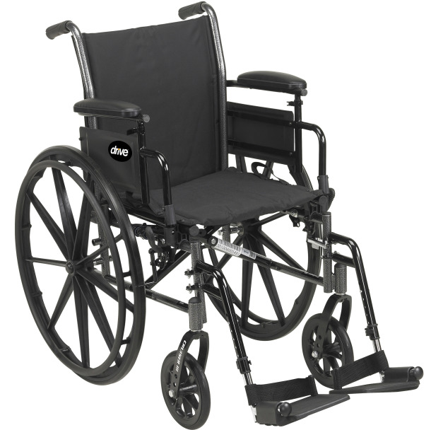 Cruiser III Light Weight Wheelchair with Flip Back Removable Arms, Full Arms, 20" Seat