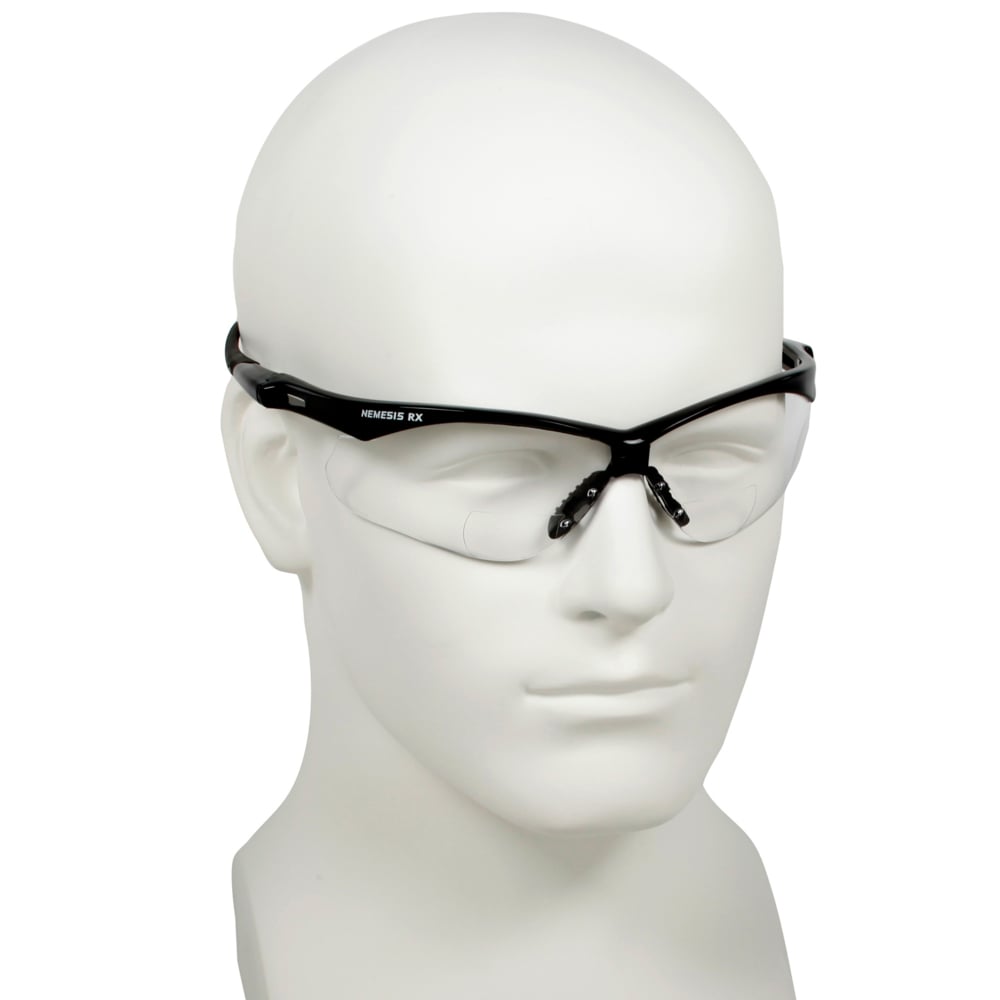 KleenGuard Nemesis Readers Prescription Safety Glasses, Clear Lens, Black Frame