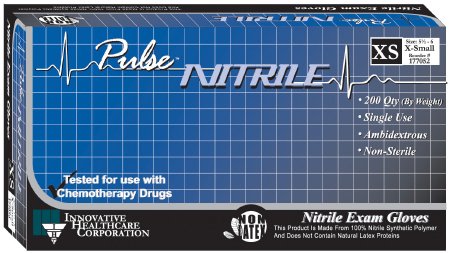 Pulse Nitrile Exam Glove, Non - Sterile, Nitrile, Standard Cuff Length, Textured Fingertips, Lavender Chemo Tested