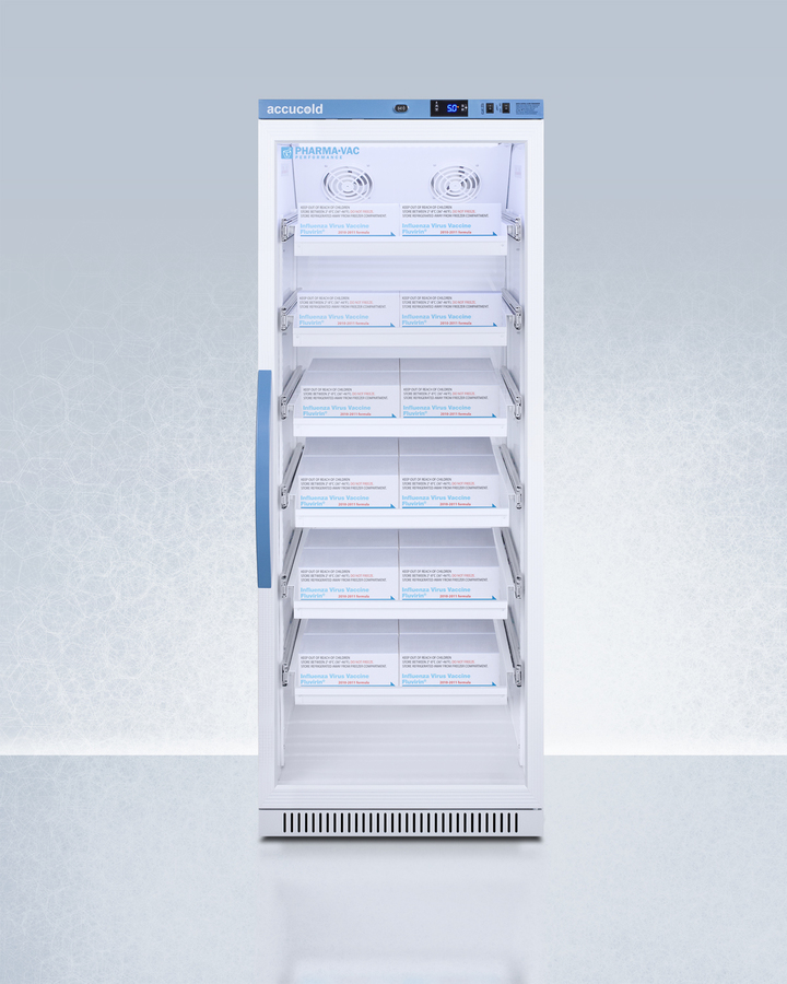 12 Cu Ft Upright Vaccine Refrigerator with Removable Drawers and Glass Door