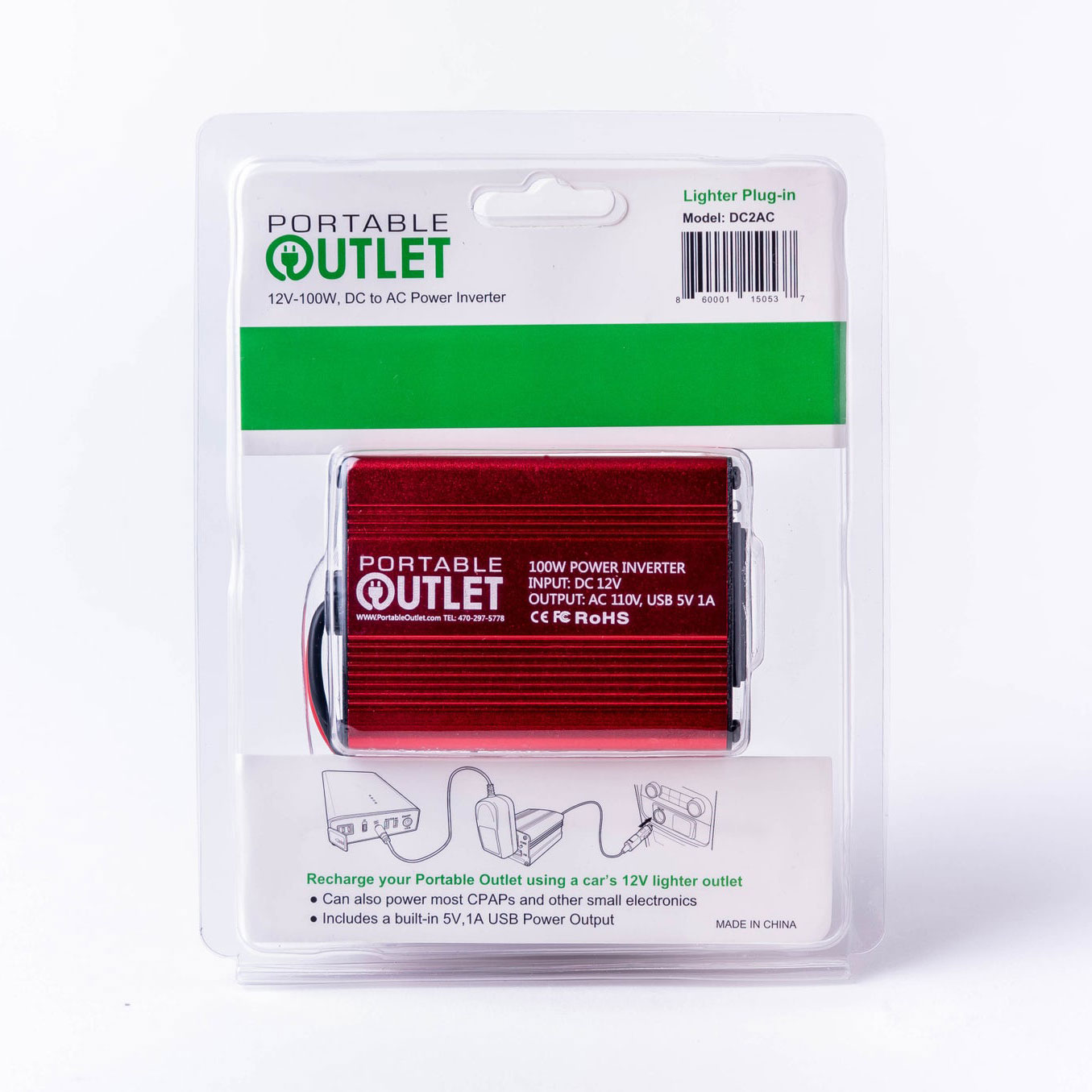 Portable Outlet 100-Watt Compact DC-to-AC Power Inverter