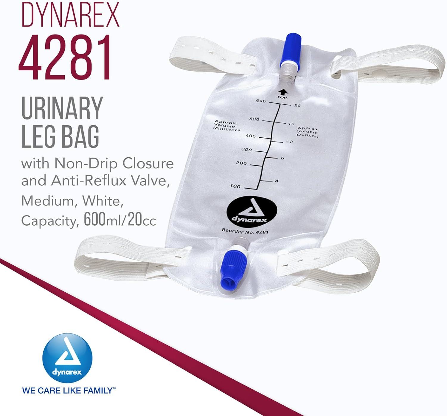 Urinary Leg Bag Anti-Reflux Valve Sterile 600 mL Vinyl