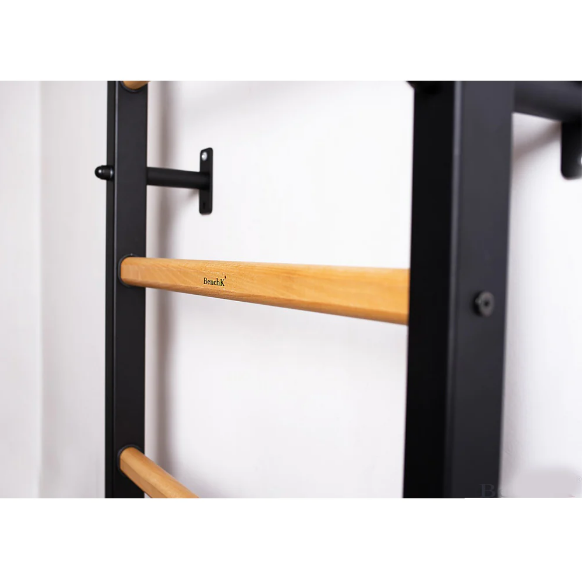 221+A076 Wall Bar with Fixed Steel 6 Grip Pull Up and Gymnastic Accessories