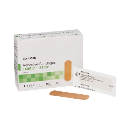 Adhesive Strip  1 X 3 Inch Fabric Rectangle Tan Sterile