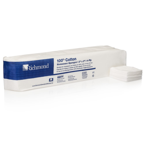 Cotton Nonwoven Sponges, 4 Ply, Non Sterile