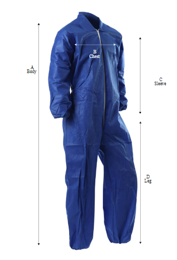 AlphaGuard Coveralls, Blue, Elastic Wrist, Ankle & Back
