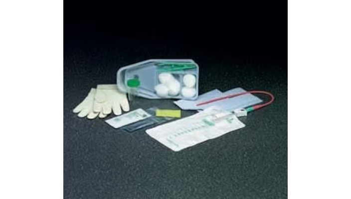 Bilevel Intermittent Urethral Catheter Tray without Balloon, Red Rubber