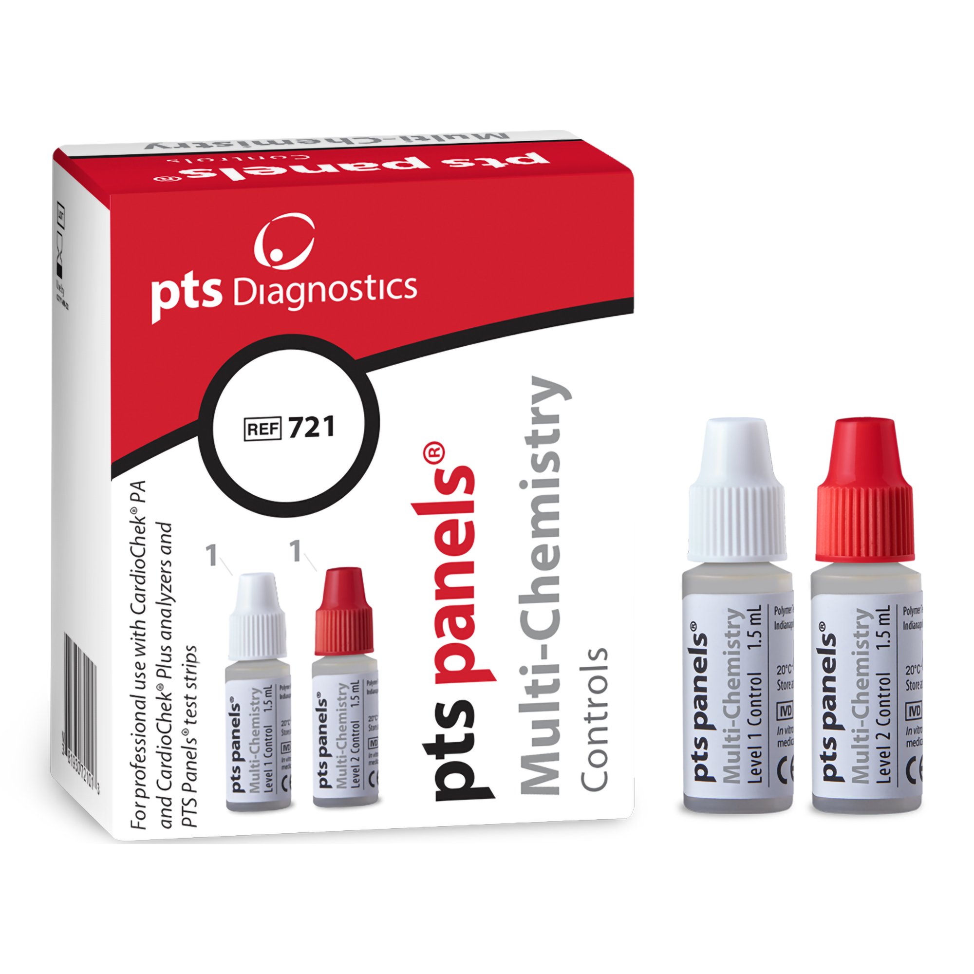 Panels General Chemistry Control Kit PTS,  Multi-Chemistry Cholesterol / Triglycerides / Glucose 2 Levels 1 & 2 1.5 mL Each