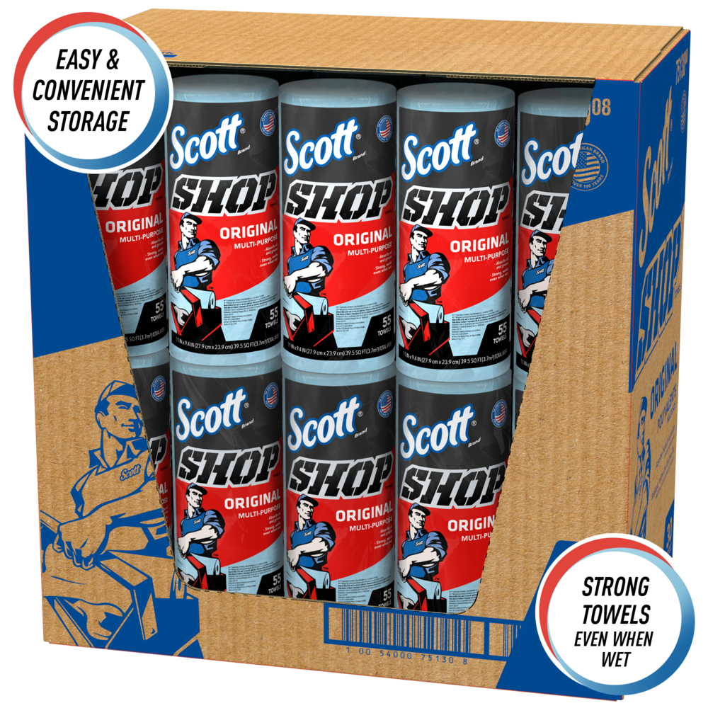 Scott Shop Towels Original, Roll, Blue Shop Towels