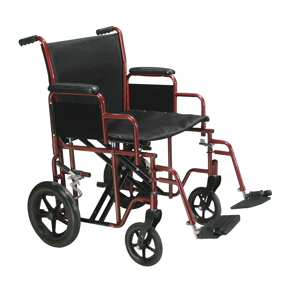 Bariatric Steel Transport Chair, 20"