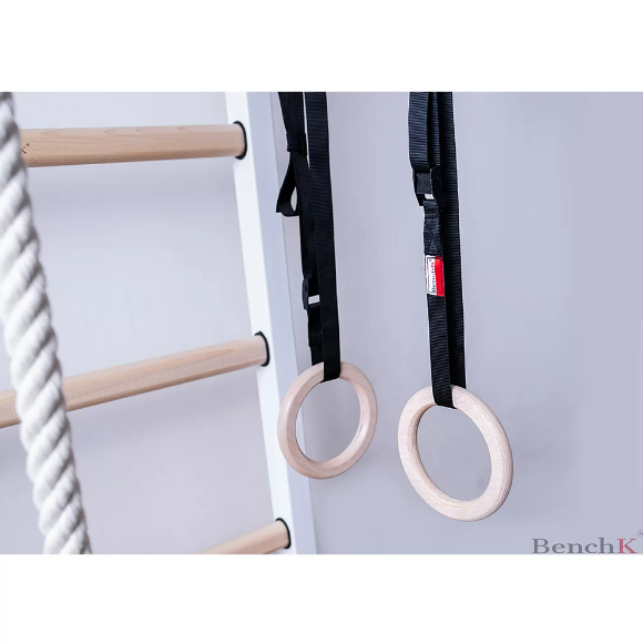221+A204 Wall Bar with Fixed Steel 6 Grip Pull Up Bar and Gymnastic Accessories