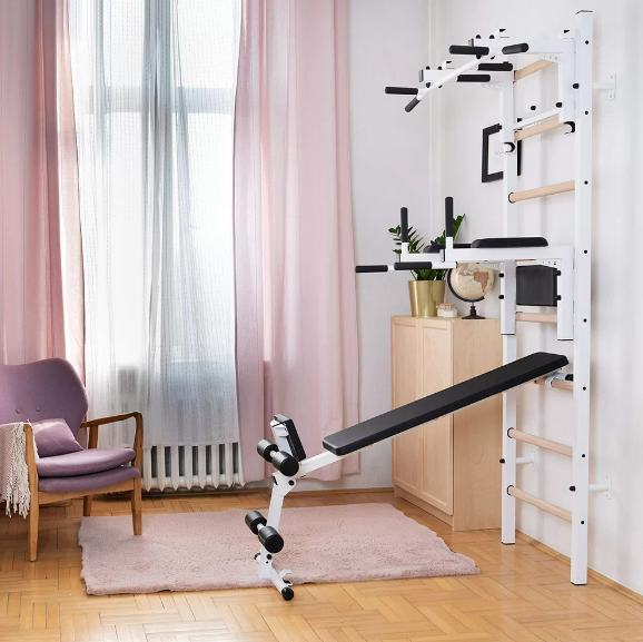 233 Wall Bars with Convertible Steel 6 Grip Pull Up Bar