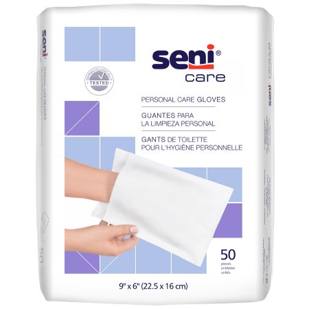 Seni Care Wash Glove, 6" x 9", White, Disposable