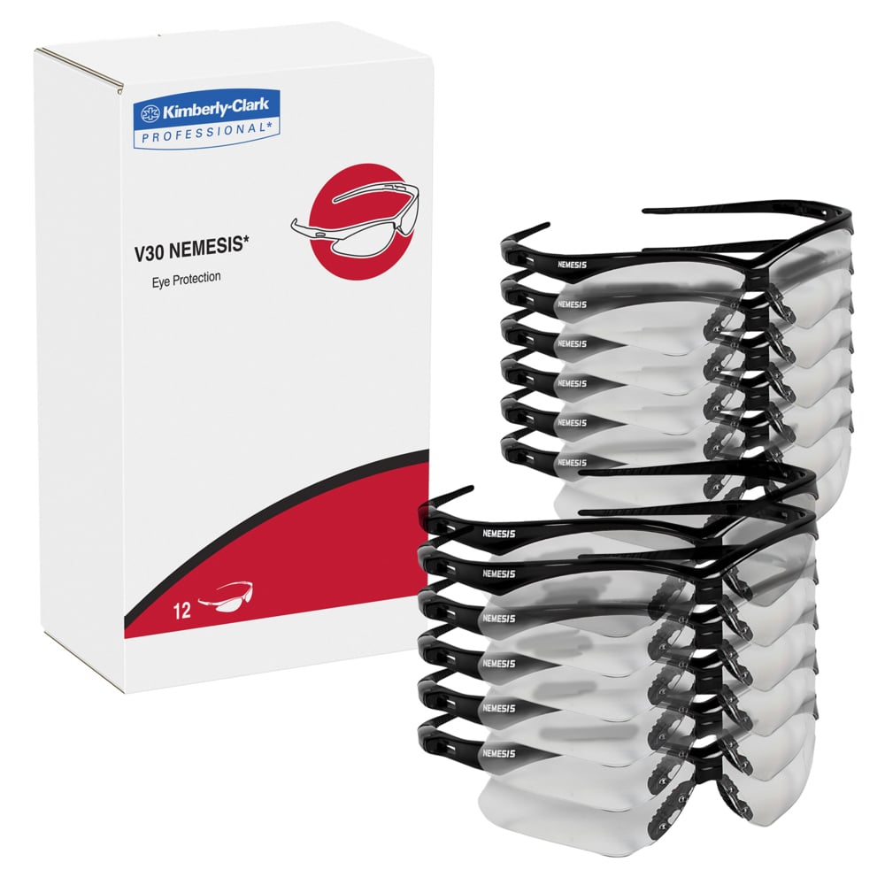 KleenGuard Nemesis Readers Prescription Safety Glasses, Clear Lens, Black Frame